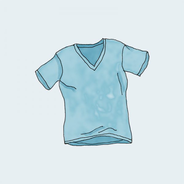 Camiseta Azul com Gola V 5